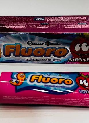 Fluoro флуоро детская гелевая зубная паста со вкусом клубники 50 гр. ( кальций и витамин е)