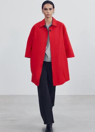 Двусторонний тренч женский красный midi zw collection zara new