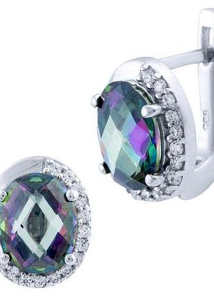 Серебряные серьги высокогокачества с мистик топазом 3.75ct (1661123)