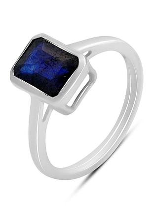 Срібне кільце високої якості з натуральним сапфіром 2.11ct, вага виробу 2,35 г (2213512) 16.5 розмір