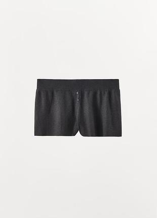 Трикотажні шорти жіночі сірі з люрексом і ґудзиками zara new