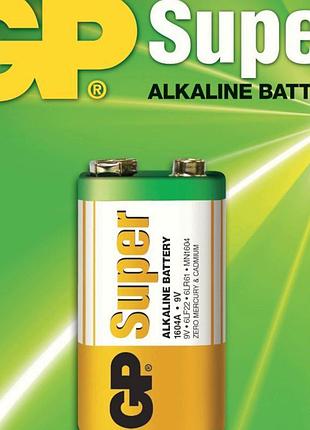 Батарейка "крона" лужна 9.0v прямокутна gp super alkaline блістер