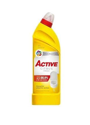 Гель для мытья унитаза 1л с хлором citrus fresh тм active