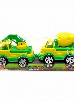 Набор пластиковых машинок "mini matiki" (бетономешалка, экскаватор) зеленый