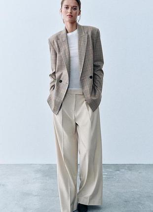Оверсайз женский белый двубортный блейзер zara new