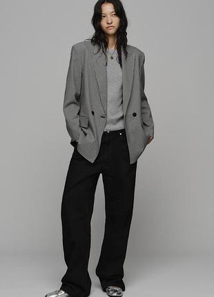 Оверсайз женский серый двубортный блейзер zara new