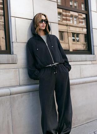 Куртка-бомбер жіноча сіра з капюшоном zara new