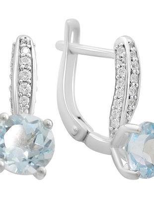 Серебряные серьги высокогокачества с натуральным топазом 2.482ct, фианитами (2212300)