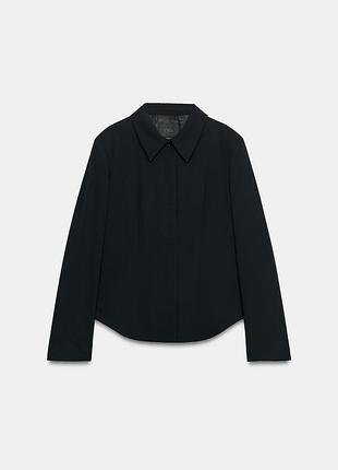 Приталенный блейзер женский черный с подплечниками zara new