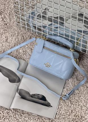 Шкіряна сумка для дівчини через плече коуч міська жіноча сумка coach класична сумочка для жінки блакитний