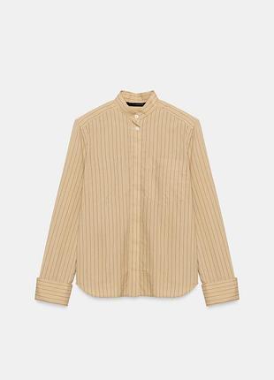 Смугаста жіноча пісочна сорочка з підплічниками zara new