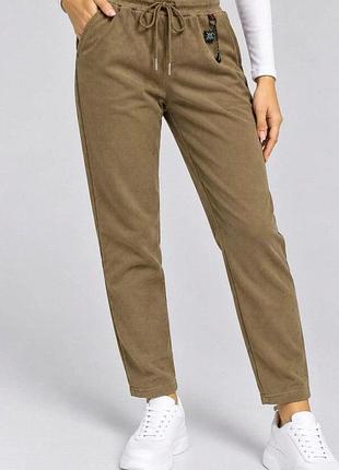 Женские брюки из велюрового флиса — утеплённые зимние повседневные