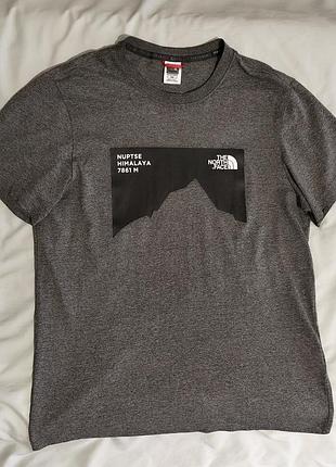 Футболка чоловіча the north face сіра з принтом