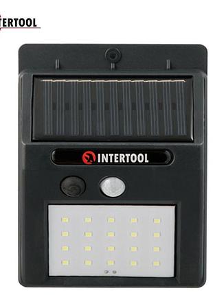 Светильник аккумуляторный настенный intertool lb-0112 (20smd, уличный, солнечная панель, датчик движения, 800 мач)