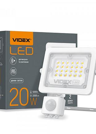 Прожектор светодиодный videx f2e 20w 5000k з датчиком руху та освітленості