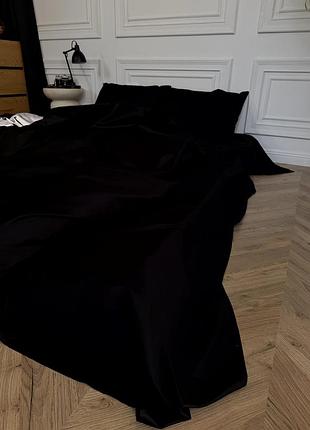 Комплект постельного белья евро 200х220 satin premium наволочки 70х70 черный