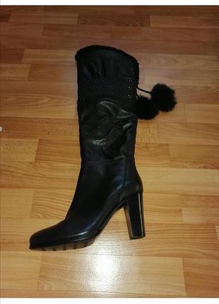 Сапоги кожа, зима 39-40р устойчивые