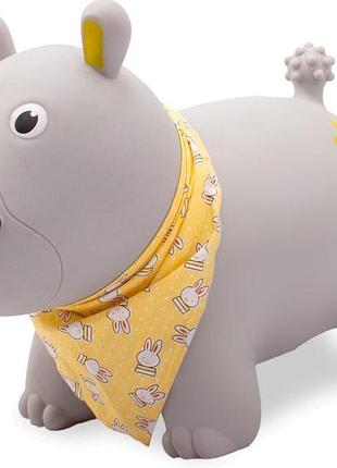 Стрибун джемпер дитячий резиновий надувний з насосом носоріг sun baby, сірий