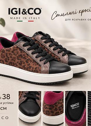 👟 igi&co made in italy — шкіряні кросівки, р.38