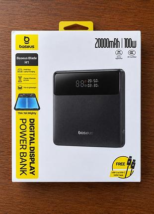 Павербанк baseus blade hd 20000 ма·год 100 вт pd для ноутбуків смартфонів включно macbook iphone samsung xiaomi та інших гаджетів