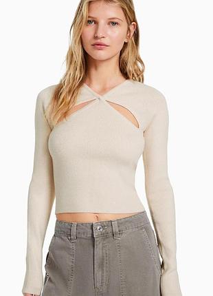 Топ жіночий bershka трикотажний бежевий s