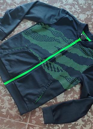 Кофта для хлопчика adidas чорна з зеленим, розмір 146-152