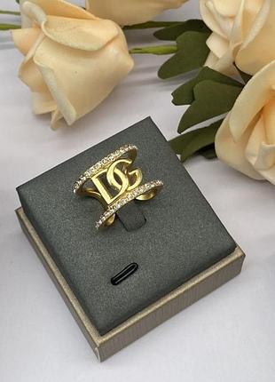 Кольцо dolce & gabbana dg gold crystal logo люкс качество