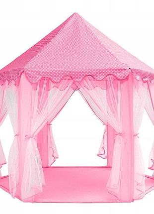 Дитячий намет-ігровий будиночок kruzzel 23869 pink, 6 входів, 135x135x140 см для ігор у домі та на вулиці