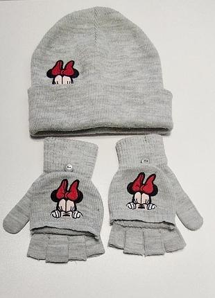 C&a minnie mouse шапка+перчатки
