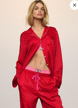 Піжама жіноча victoria's secret signature satin long pajama set