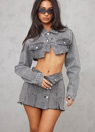 Новая серая джинсовая юбка prettylittlething 3