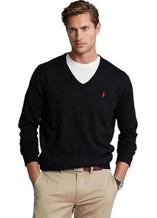 Шерстяной свитер черный polo ralph loren s-m
