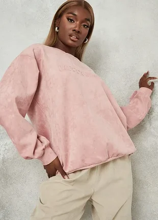 🌸женский велюровый оверсайз свитшот missguided в пудровом цвете (р. s–m)