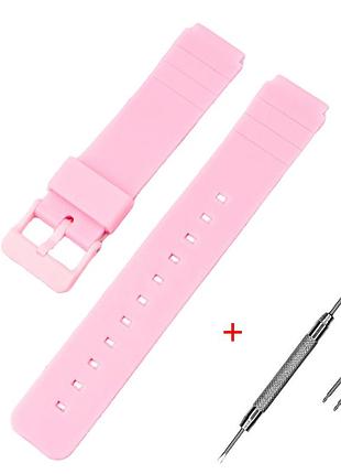 Ремінець для годинника casio mq-24 all pink рожевий поліуретановий (1051-0888)