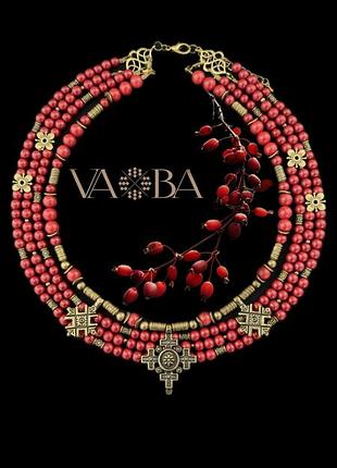 Кольє і намиста для жінок vaba «нестримне» з агату, акрилу та латуні, червоне