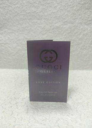 Мініатюрний пробник (фіолка об'ємом 1.5 мл) жіночої парфумованої води gucci guilty pour femme love edition