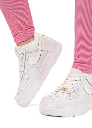 Кроссовки nike air force low winter white gold ❄️ хутро арт 16054