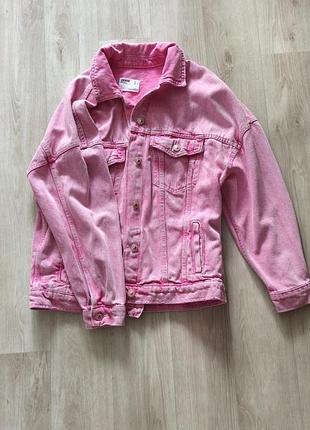 Жіночий піджак bershka denim оверсайз рожевий, розмір s