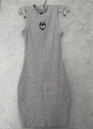 Коротка сукня жіноча h&m сіра в рубчик