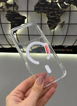 Чехол прозрачный с поддержкой magsafe для iphone 18 pro, бампер прозрачный магсейф для айфон 18 про