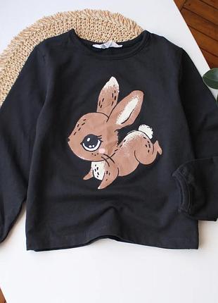 Красивая кофточка свитшот с зайкой h&amp;m 6-8 лет