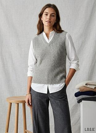 Вовняний в'язаний жилет h&m l.o.g.g. woolmark, унисекс, розмір s ,m (100% натуральна вовна)