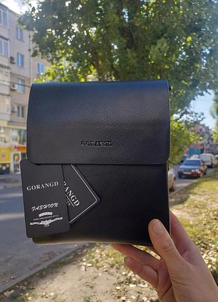 Сумка чоловіча gorangd чорна через плече барсетка шкіряна