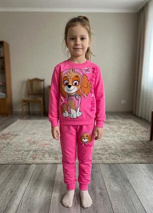 Детский костюм для девочки "paw patrol / skye" (свитшот и штаны), розовый 110-116