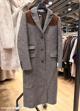 Вовняне пальто the kooples гусяча лапка коричневе сіре чорне