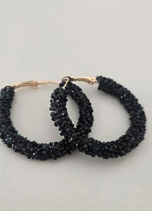 Серьги кольца черные 5 см