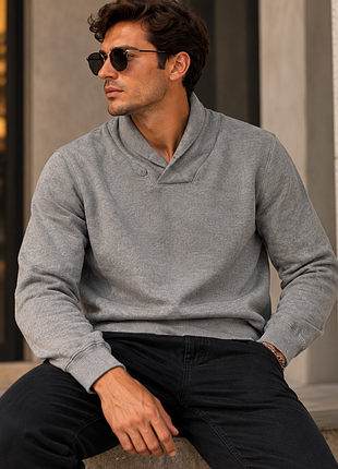 Springfield оригинал мужской свитер кофта 100% хлопок серый пуловер premium casual