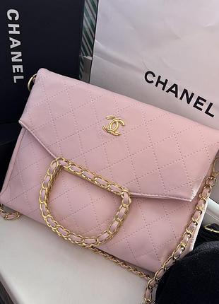 Сумка шопер жіноча chanel рожева стьобана
