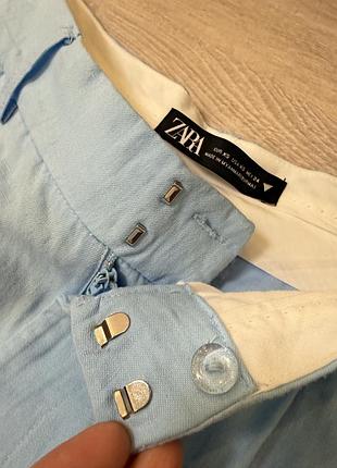 Брюки блакитні з защипами zara 5