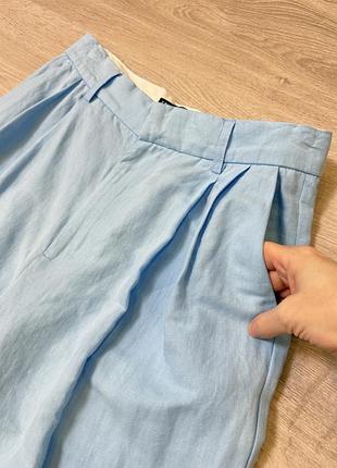 Брюки блакитні з защипами zara 3